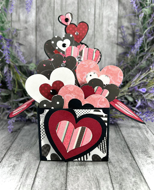 Handmade Tower of Hearts box card