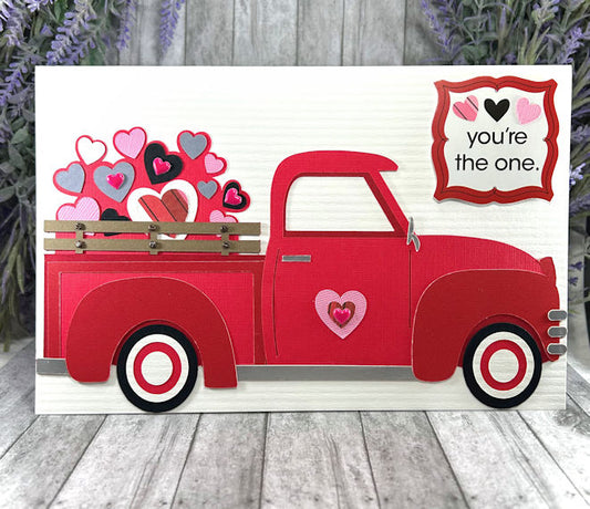 Handmade Vintage Truck Valentines Love Card Red