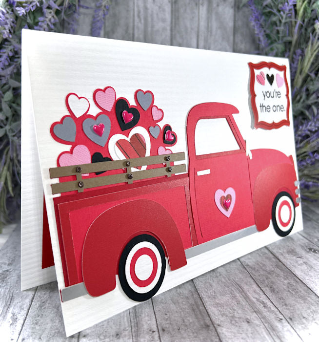 Handmade Vintage Truck Valentines Love Card Red