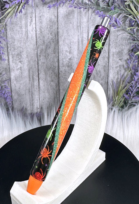 Handmade Halloween Spiders  glitter pen with free refill