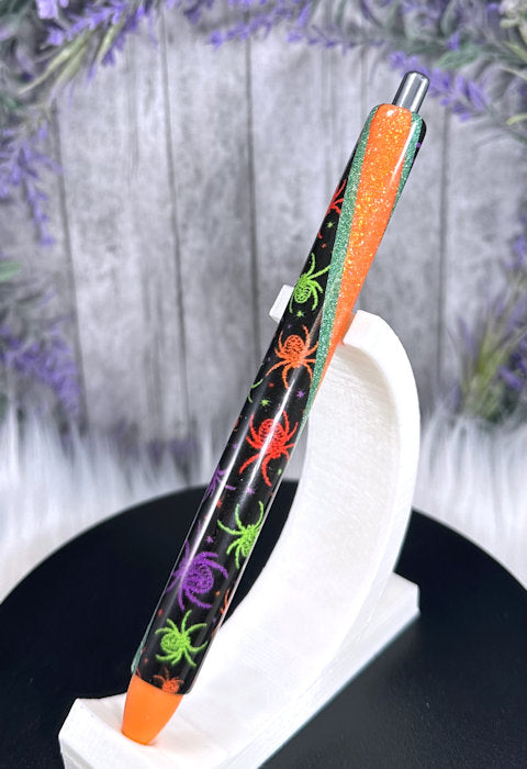 Handmade Halloween Spiders  glitter pen with free refill