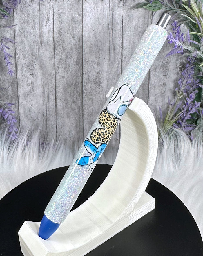 Handmade Dental on light blue glitter pen with free refill