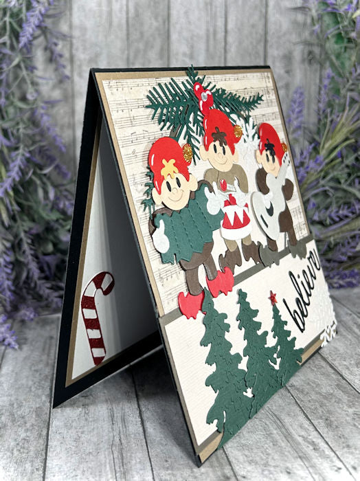 Handmade Christmas 3D Musical Elves Card