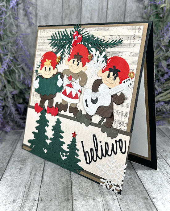 Handmade Christmas 3D Musical Elves Card