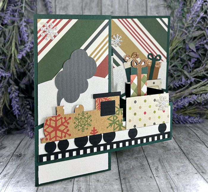 Handmade 3D Train Holiday Pop Out Card