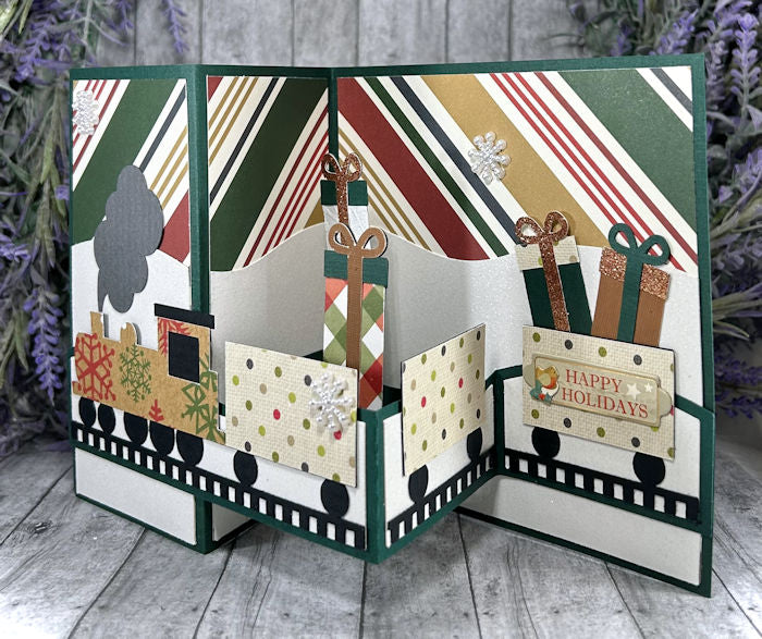 Handmade 3D Train Holiday Pop Out Card