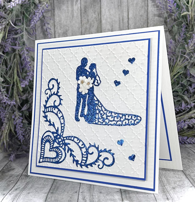 Handmade Blue Wedding Card