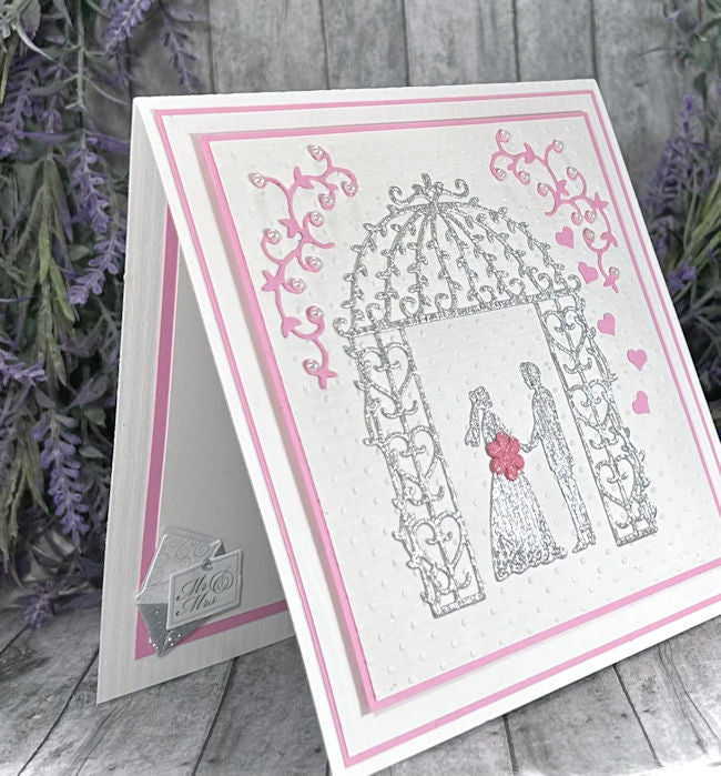 Handmade Pink Wedding Card