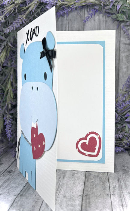 Handmade Hippo Hugs and Kisses Valentines Card