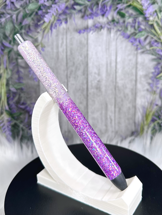 Handmade Purple and Lavender Ombre glitter pen with free refill