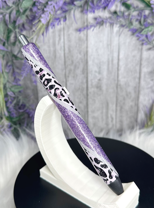 Handmade Purple Leopard animal print on purple litter pen with free refill