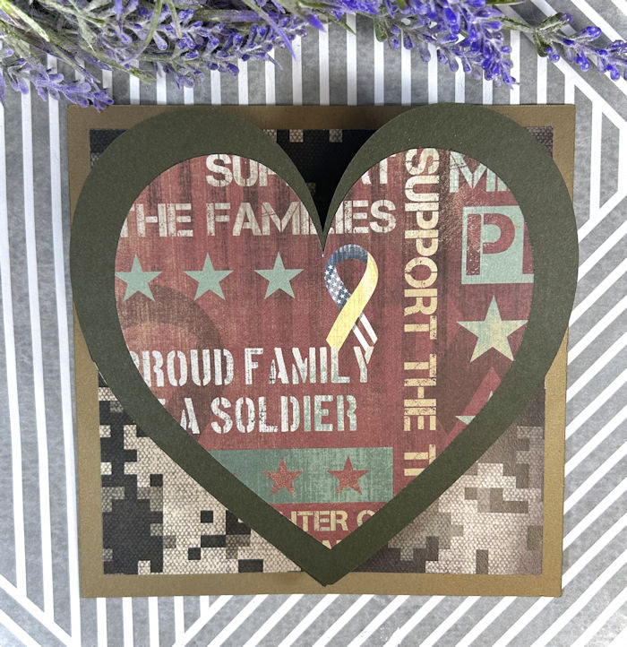 Handmade Military Triple Easel Hearts Love Valentines Card