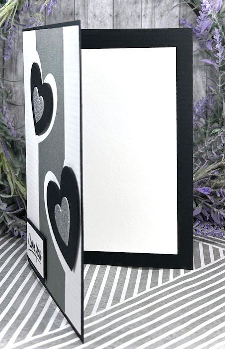 Handmade 3D Hearts Love Valentines Card Black and Gray