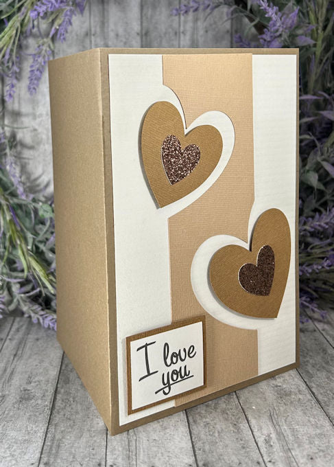 Handmade 3D Hearts Love Valentines Card Browns