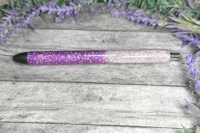 Handmade Purple and Lavender Ombre glitter pen with free refill