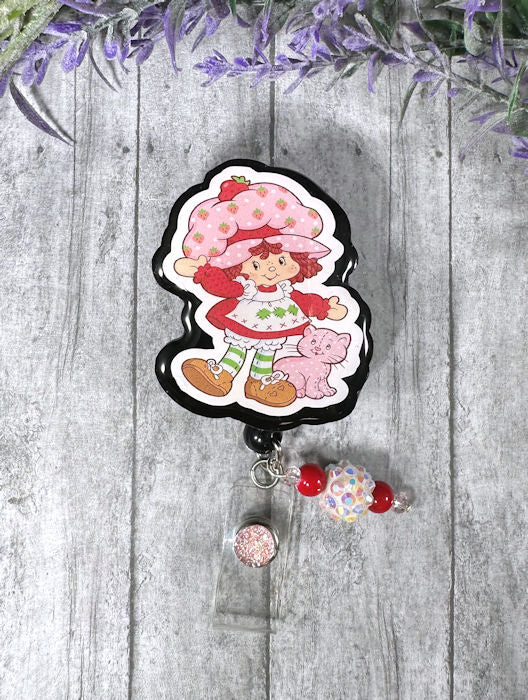 Handmade Strawberry Shortcake Badge Reel