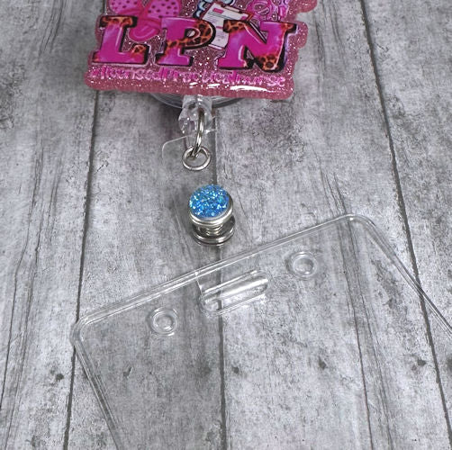 Handmade Pink LPN Nurse Badge Reel