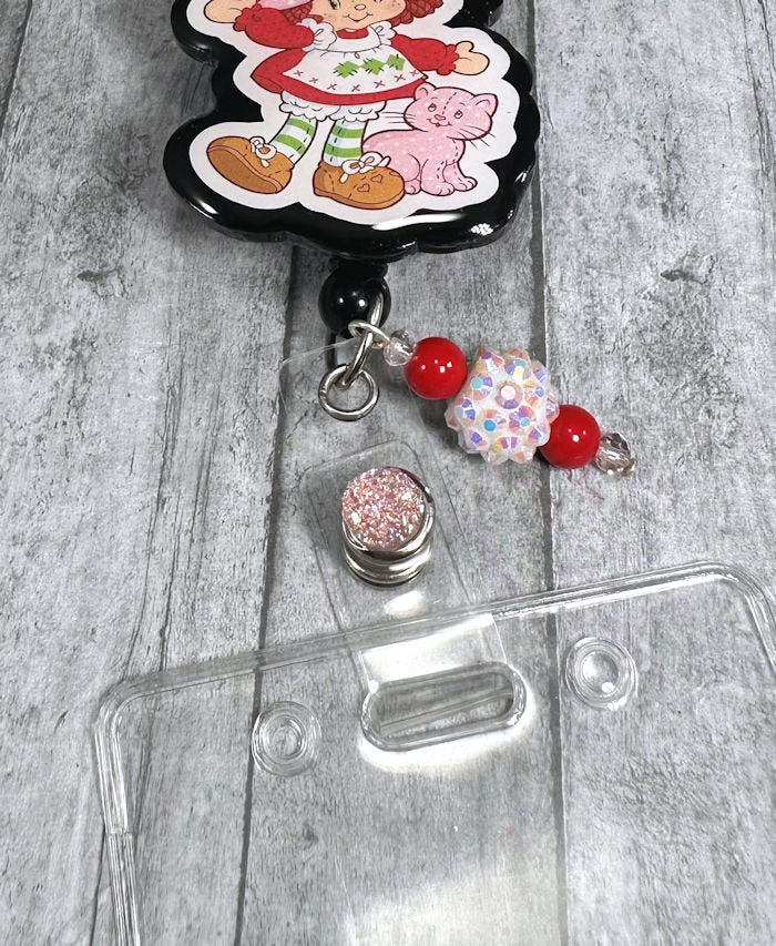 Handmade Strawberry Shortcake Badge Reel