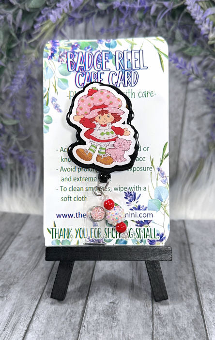 Handmade Strawberry Shortcake Badge Reel