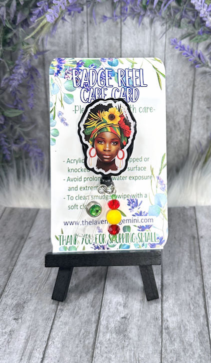 Handmade African Woman Badge Reel