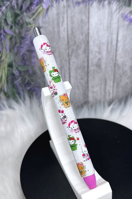 Handmade Hello Kitty Christmas glitter pen with free refill