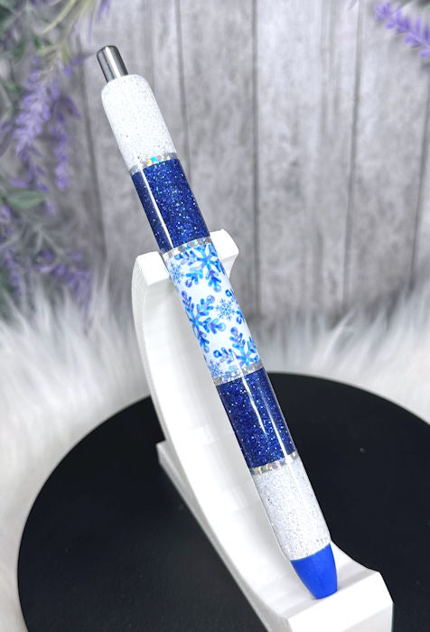 Handmade Horizontal Snowflakes glitter pen with free refill