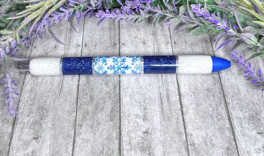 Handmade Horizontal Snowflakes glitter pen with free refill