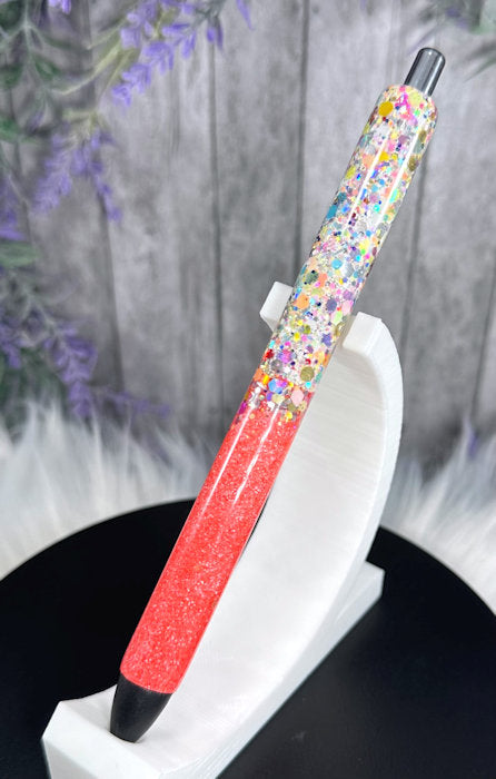 Handmade Salmon and Chunky Party mix Ombre glitter pen with free refill