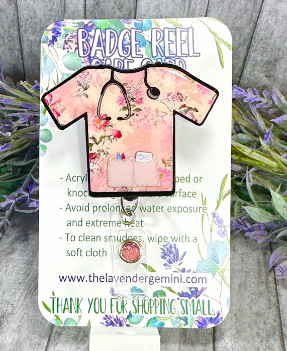 Handmade Pink Flowers Nurse Scrubs Badge Reel – The Lavender Gemini