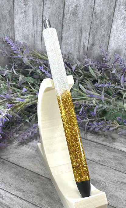 Handmade Dark Gold and White Ombre glitter pen with free refill