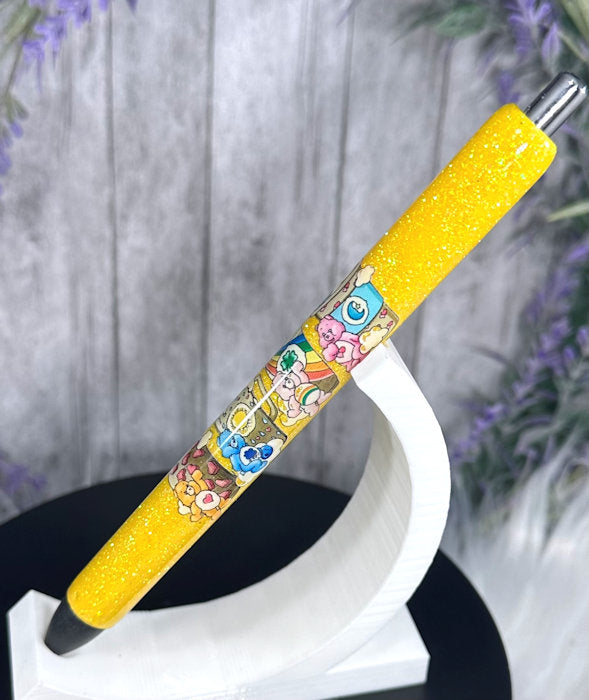 Handmade Care Bear Coffees glitter pen with free refill