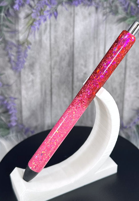 Handmade Ombre Hot Pinks glitter pen with free refill