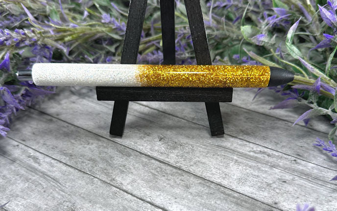 Handmade Dark Gold and White Ombre glitter pen with free refill