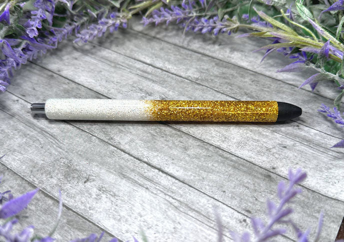 Handmade Dark Gold and White Ombre glitter pen with free refill