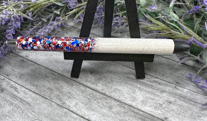 Handmade Red White and Blue Patriotic Ombre glitter pen with free refill