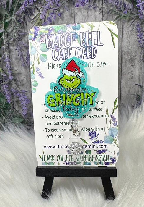 Handmade Feeling Grinchy Badge Reel