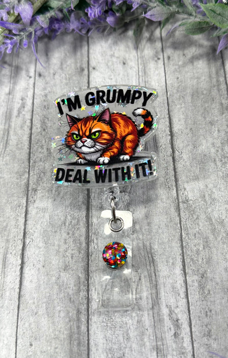 Handmade I am Grumpy  Badge Reel