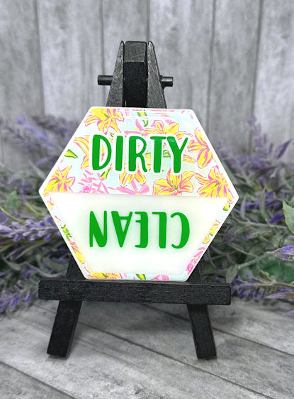 3 inch Clean and Dirty Yellow Flowers Dishwasher Magnet