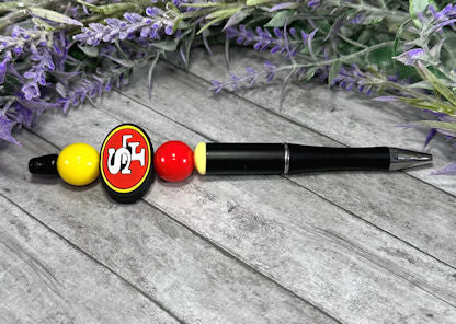 Handmade San Francisco 49ers Football Beaded Ballpoint with free refill