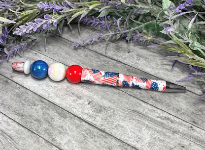 Handmade Patriotic Beaded Ballpoint with free refill