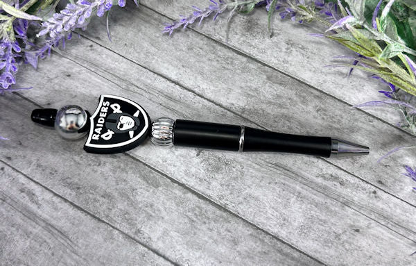 Handmade Raiders Football Beaded Ballpoint with free refill