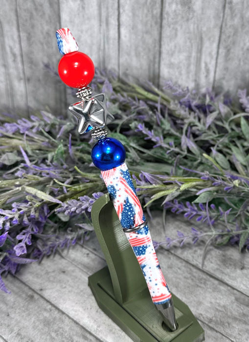 Handmade USA Patriotic Beaded Ballpoint with free refill