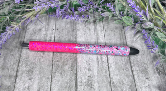 Handmade Ombre Bright Pink and Blue Mix glitter pen with free refill