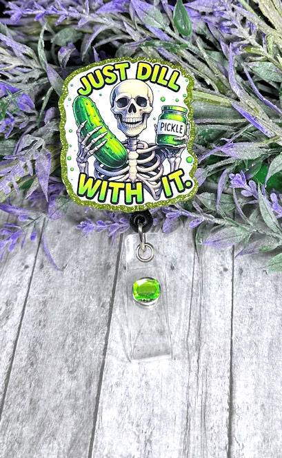 Handmade Dill Pickle Badge Reel