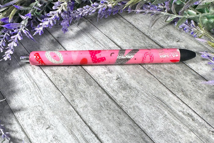 Handmade Valentines Day Love washi tape glitter pen with free refill