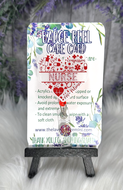 Handmade Nurse Heart Badge Reel