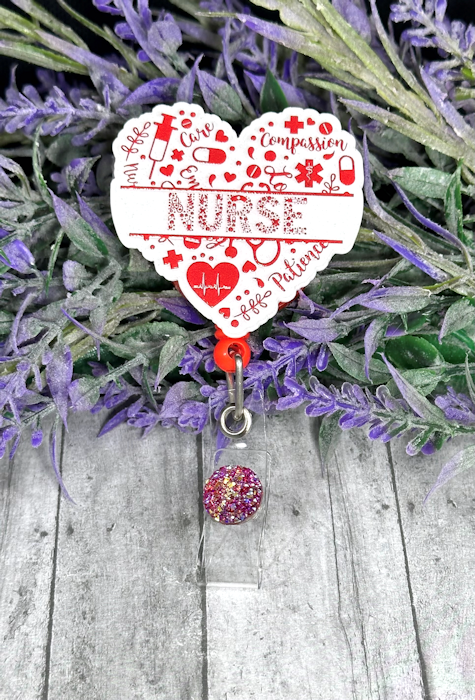 Handmade Nurse Heart Badge Reel