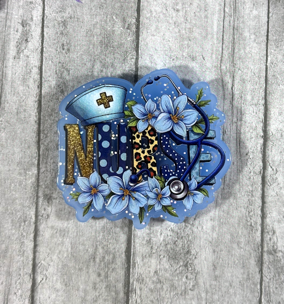 2 inch Nurse on blue glitter Magnet