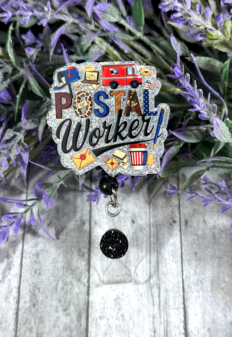 Handmade Postal Worker Badge Reel