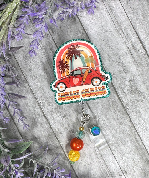 Handmade Beach Hippy  Badge Reel